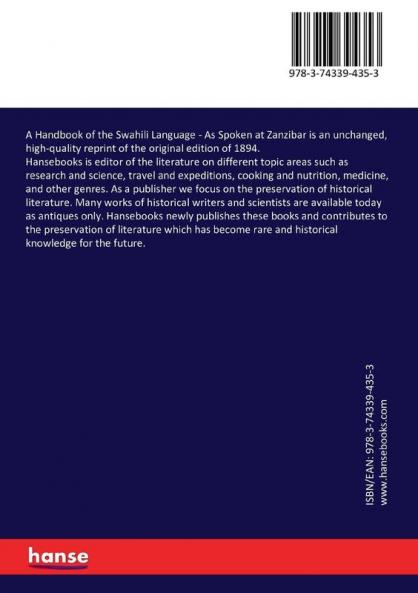 A Handbook of the Swahili Language