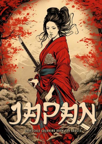 Japan Grayscale Coloring Book for Adults