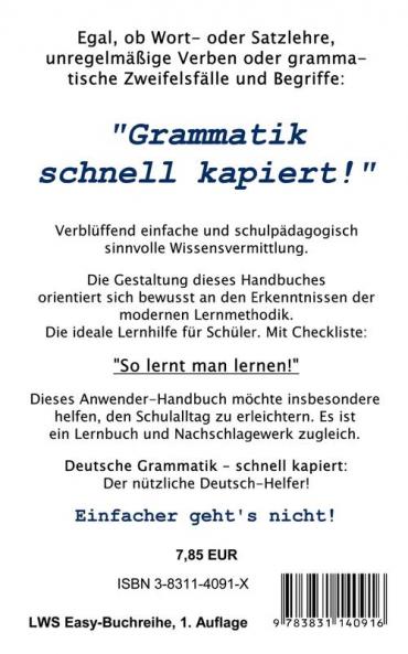 Deutsche Grammatik - schnell kapiert!