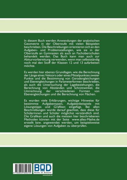Jetzt lerne ich analytische Geometrie für die Oberstufe