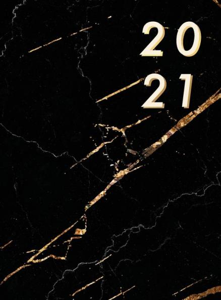 Wochenplaner 2021 vertikal: Hardcover Wochenkalender 2021 ca A4 2 Seiten pro Woche schwarz Marmor