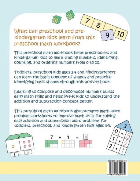 Preschool Math Workbook for Toddlers Kids Ages 3-5