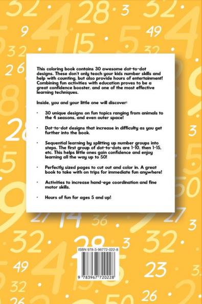 Dot-To-Dot Count to 50 + Coloring Workbook: Fun Connect the Dots for Ages 5 and Up