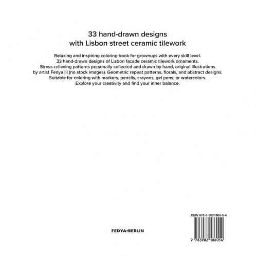 Lisbon Street Tiles Coloring Book for Relaxation Meditation and Stress-Relief