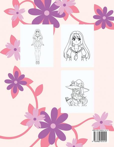 Kawaii Girls: Kawaii Japanese Manga Drawings And Cute Anime Characters Coloring Page For Kids