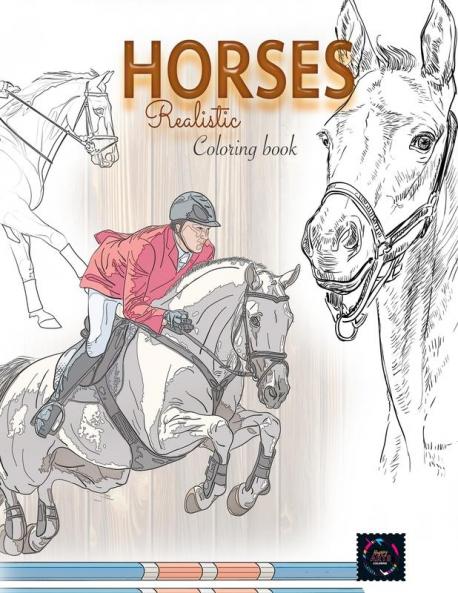 Realistic horses coloring book