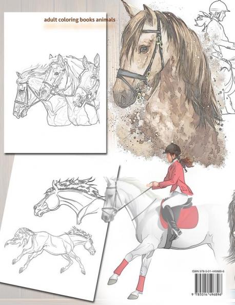Realistic horses coloring book