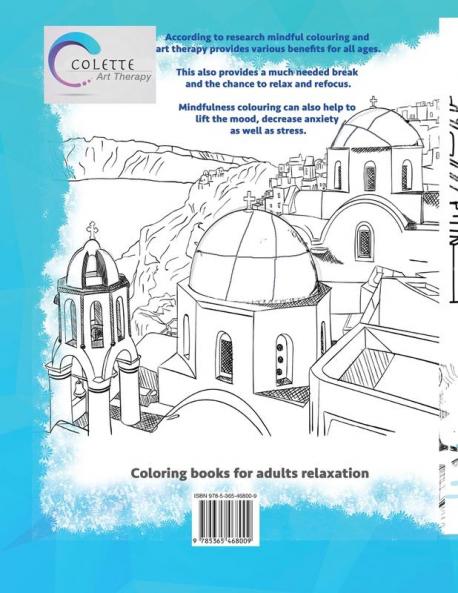 Santorini Greece coloring books for adults.