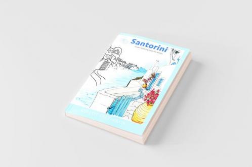 Santorini Greece coloring books for adults.