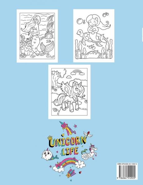 Unicorn and Mermaids Coloring Book: Amazing Coloring & Activity Book for kids With Cute Unicorns and Mermaids 40 Unique Designs