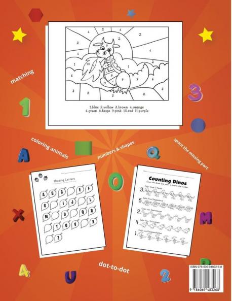 Jumbo - Activity Book for Kids: Best Workbook Ever! Book for Learning DOT-to-DOT Drawing Trace the numbers 1-10 Color by Number Trace the line ... Missing Part Drawing Opposites & Many More