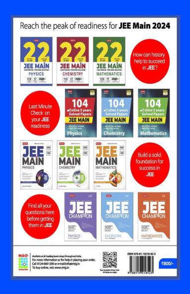 MTG 22 Years JEE MAIN Previous Years Solved Question Papers with Chapterwise Topicwise Solutions Physics (Available in Hindi) - JEE Main PYQ Books For 2024 Exam (113 JEE Main ONLINE & 17 OFFLINE Papers)