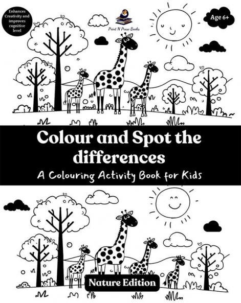 Colour and Spot the differences - A Colouring Activity Book for Kids - Nature Edition