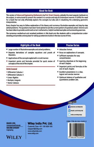 Kreyszig's Advanced Engineering Mathematics Vol I (As per syllabus of VTU)