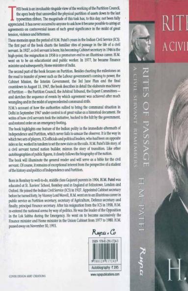RITES OF PASSAGE A CIVIL SERVANT REMEMBERS -PB