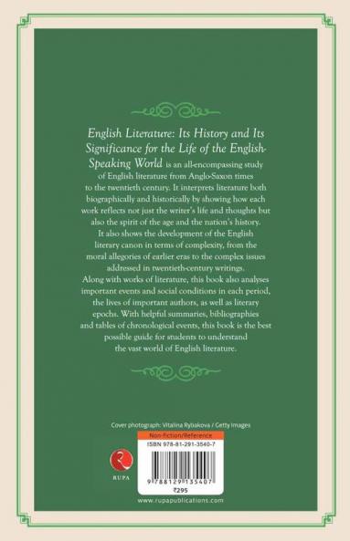 English Literature Its History And Its Significance For The Life Of The Englishspeaking World