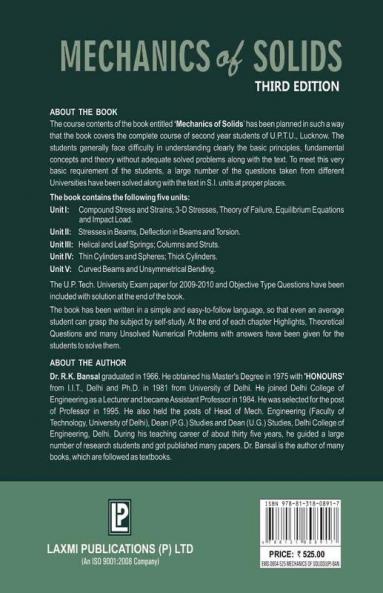 Mechanics of Solids (U.P. Technical University Lucknow)