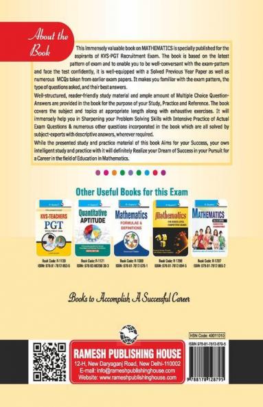 KVS: Mathematics (PGT) Teachers Exam Guide