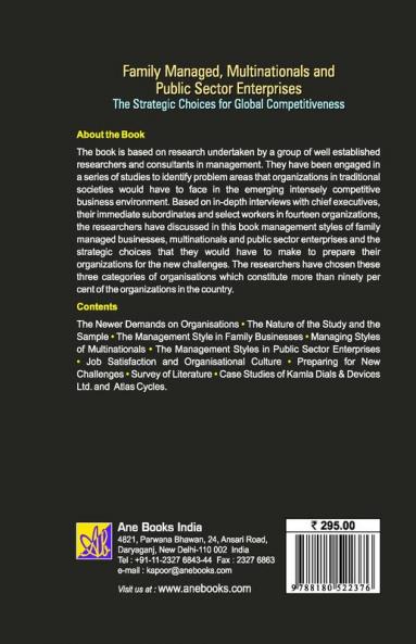 Family Managed Multinationals and Public Sector Enterprises