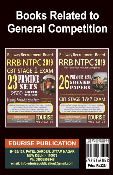 Railway Recruitment Board RRB NTPC 2019 Non Technical Popular Categories Topic Wise Previous Year Solved Papers Practice Papers