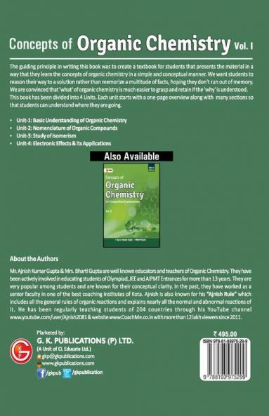 Concepts of Organic Chemistry for Competitive Examinations Vol. I 2020-21