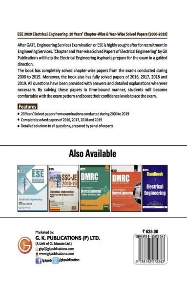 UPSC ESE 2020 Electrical Engineering - Chapter Wise & Year Wise Solved Papers 2000-2019