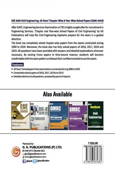 UPSC ESE 2020 Civil Engineering - Chapter Wise & Year Wise Solved Papers 2000-2019