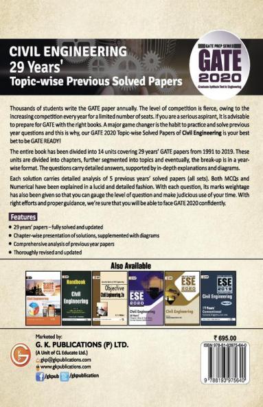 GATE 2020: Civil Engineering 29 Years' Topic-wise Previous Solved Papers