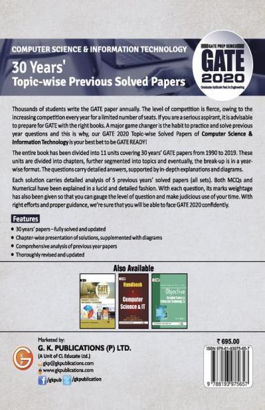 GATE 2020:Computer Science and Information Technology 30 Years' Topic-wise Previous Solved Papers