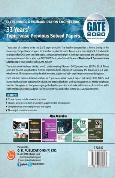 GATE 2020:Electronics Engineering 33 Years' Topic-wise Previous Solved Papers