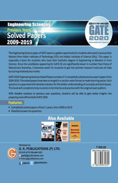 GATE 2020: Engineering Sciences - Solved Paper 2009-2019 (Section Wise)