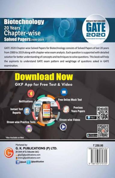 GATE 2020: 20 Years Chapterwise Solved Papers (2000-2019) - Biotechnology