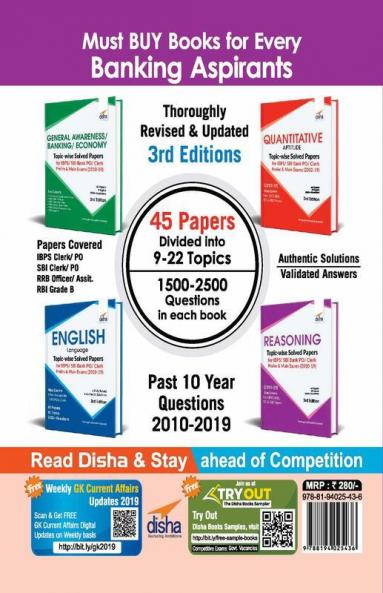 Reasoning Ability Topic-wise Solved Papers for IBPS/ SBI Bank PO/ Clerk Prelim & Main Exam (2010-19) 3rd Edition
