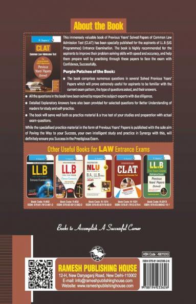 CLAT: Common Law Admission Test (For UG Programmes) Previous Years' Papers (Solved)