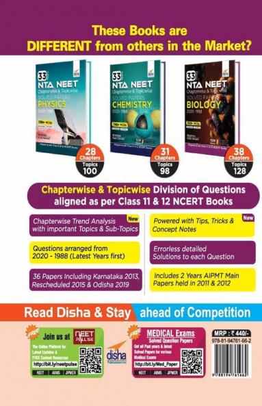 33 Years NEET Chapterwise & Topicwise Solved Papers BIOLOGY (2020 - 1988) 15th Edition