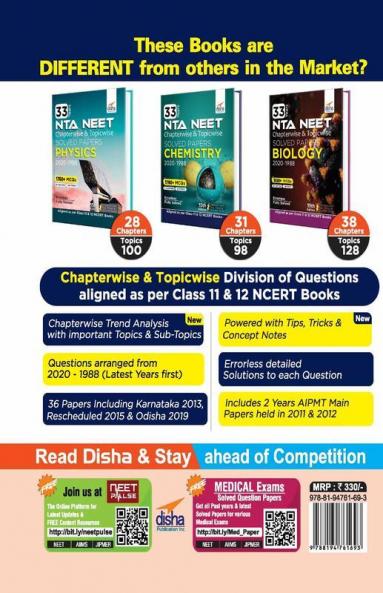 33 Years NEET Chapterwise & Topicwise Solved Papers CHEMISTRY (2020 - 1988) 15th Edition