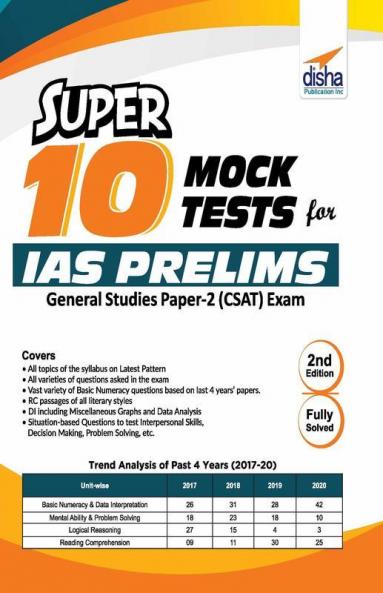 Super 10 Mock Tests for IAS Prelims General Studies Paper 2 (CSAT) Exam - 2nd Edition