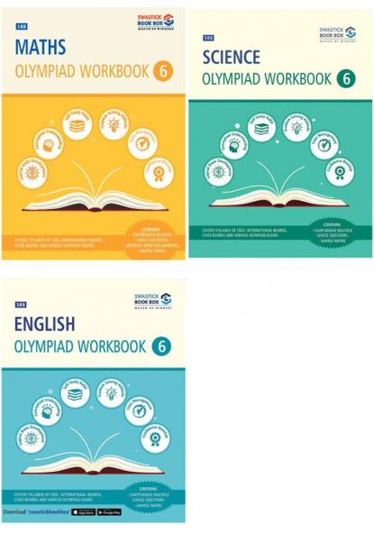 SBB Maths Science and English Olympiad Workbook Combo  - Class 6