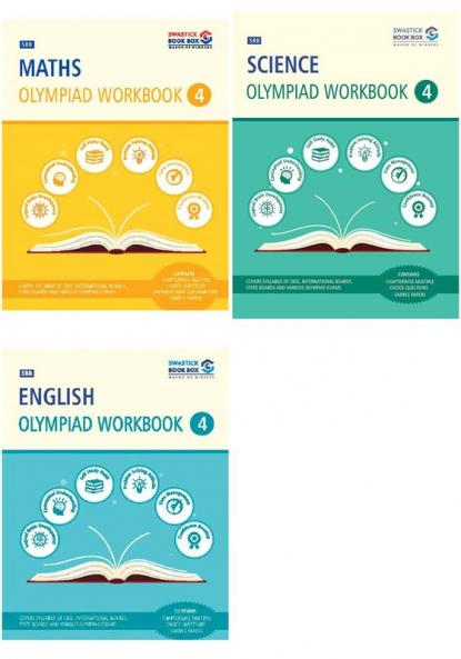 SBB Maths Science and English Olympiad Workbook Combo  - Class 4