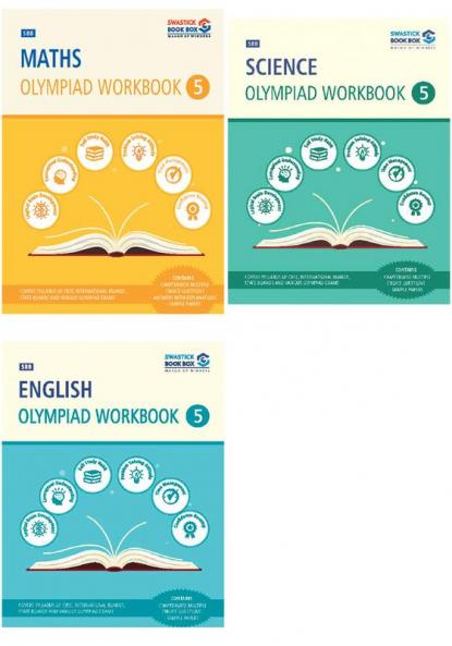 SBB Maths Science and English Olympiad Workbook Combo  - Class 5