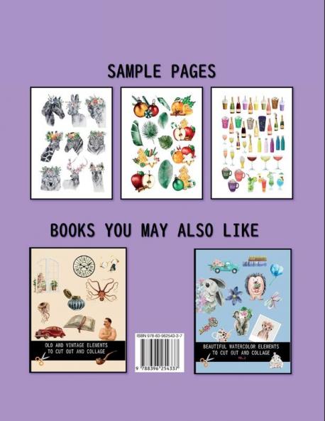 Beautiful watercolor elements to cut out and collage vol.1: Elements for scrapbooking collages decoupage and mixed media arts