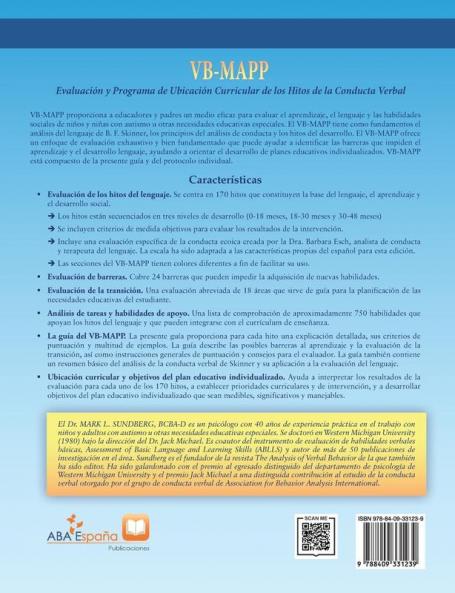 VB-MAPP Evaluación y Programa de Ubicación Curricular de los Hitos de la Conducta Verbal: Guía: Guía