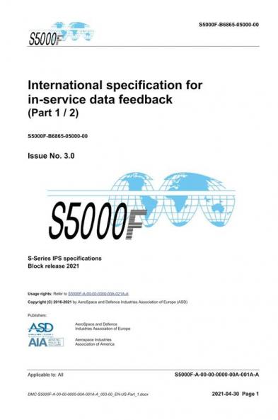S5000F International specification for in-service data feedback Issue 3.0 (Part 1/2)