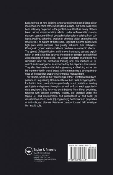 Engineering Characteristics of Arid Soils