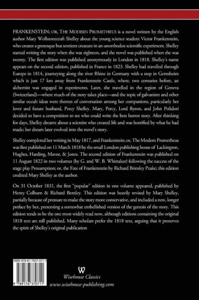 FRANKENSTEIN or The Modern Prometheus (The Revised 1831 Edition - Wisehouse Classics)