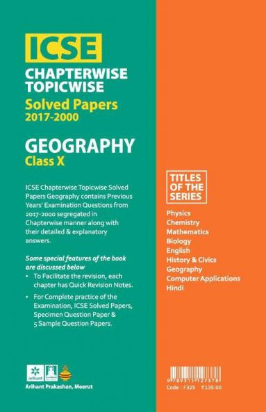 ICSE Chapterwise-Topicwise Solved Papers Geography Class 10th (Old edition)