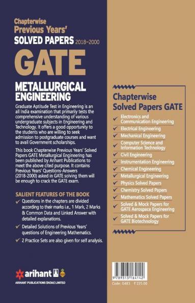 Metallurgical Engineering Solved Papers GATE 2019