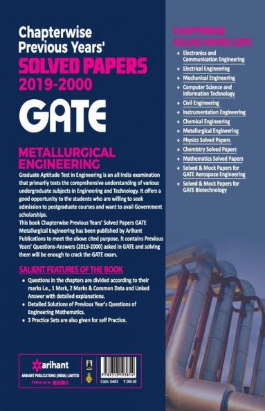Metallurgical Engineering Solved Papers GATE 2020 (Old edition)
