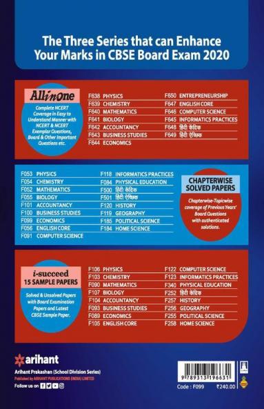 CBSE Economics Chapterwise Solved Papers Class 12 2019-20 (Old Edition)