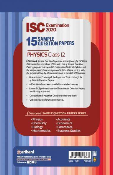 15 Question Sample Papers ISC Physics 2019-20